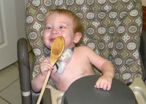 Dallas, with his favorite wooden spoon